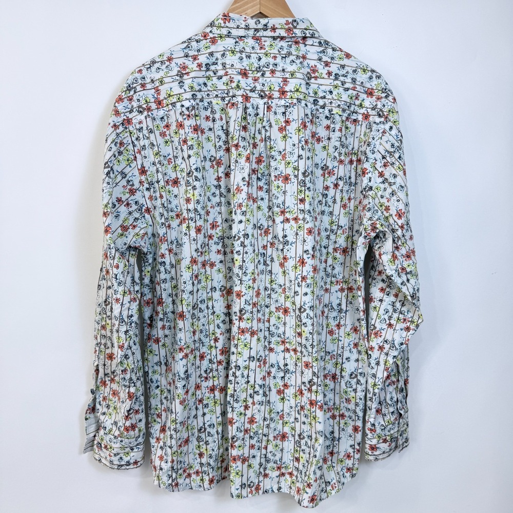 Tommy Bahama Floral Striped Casual Button Up Shirt Mens XL White Multi Flip Cuff - Picture 4 of 7
